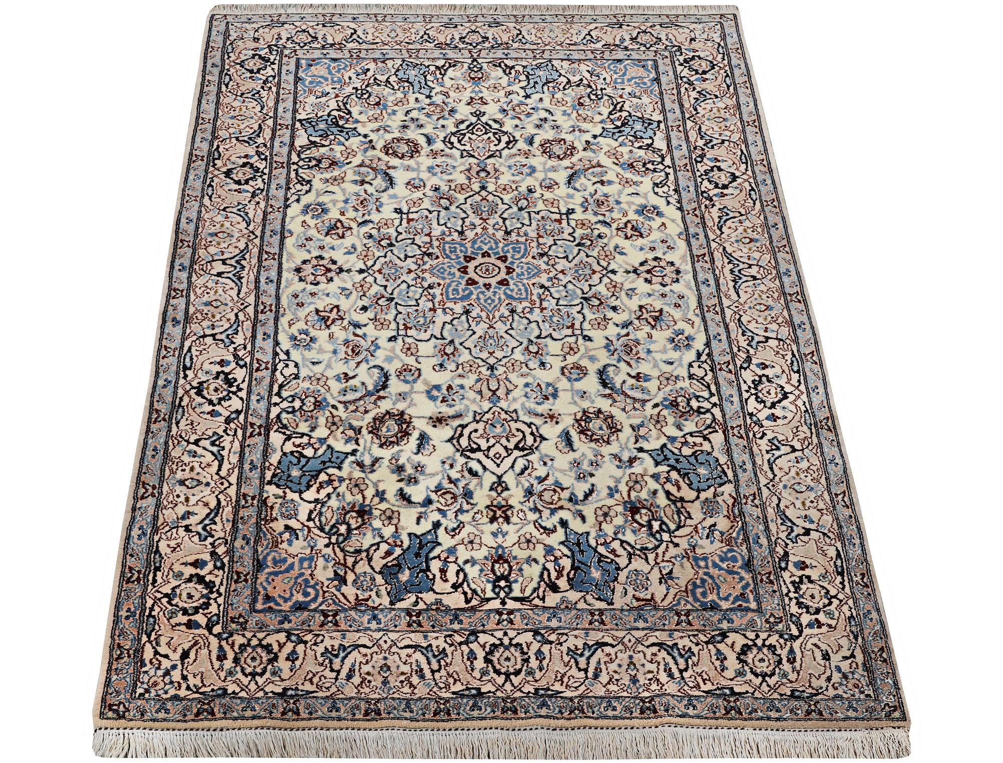 A part silk Nain rug, 9LA, c. 204 x 125 cm.