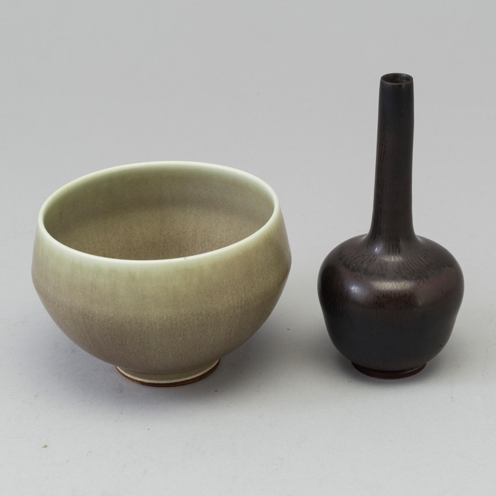 A mid 20th century vase and a bowl by Berndt Friberg, Gustavsberg.