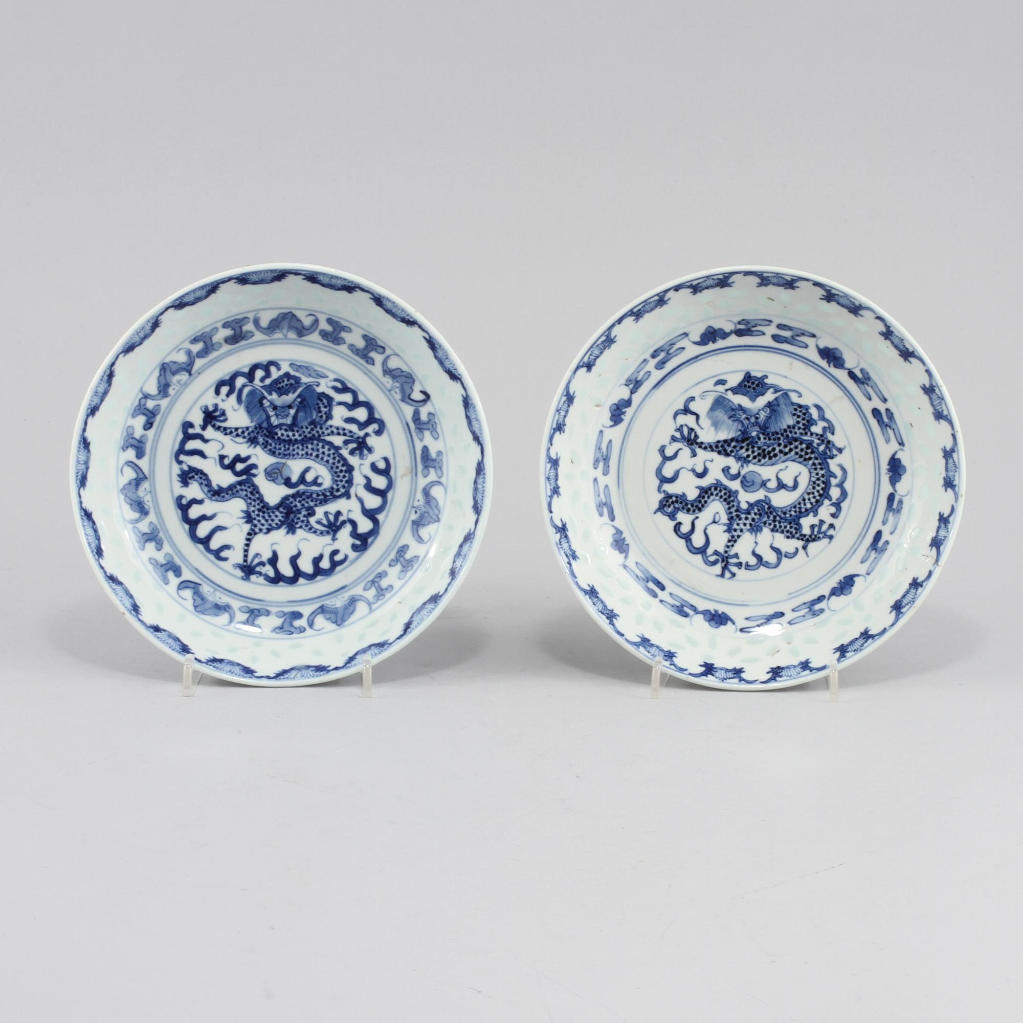 FAT, 2 st, porslin, Kina, Kangxi-stil, 1800/1900-tal.
