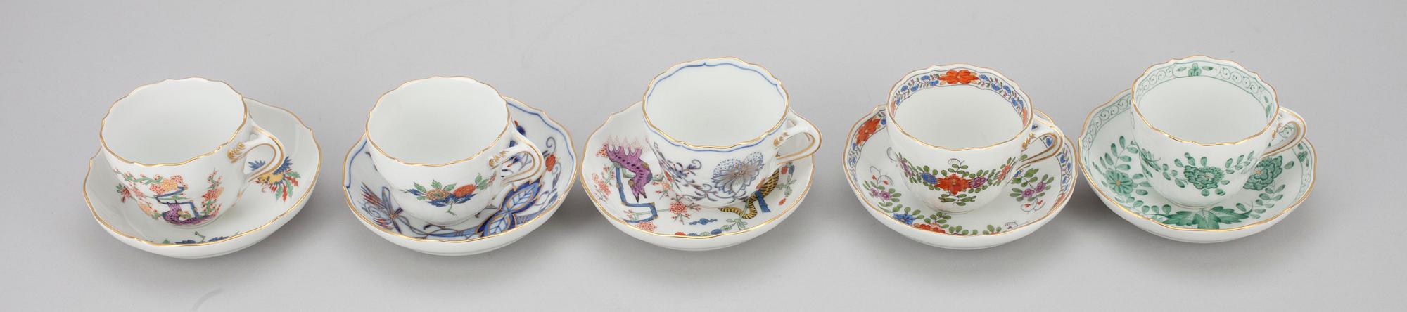 KOPPAR med FAT, 5 st, Meissen, stämpel 1934-72.