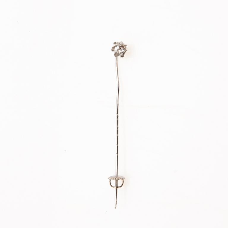Brooch, 14K white gold with diamond, Axel Svensson, Malmö, 1989.