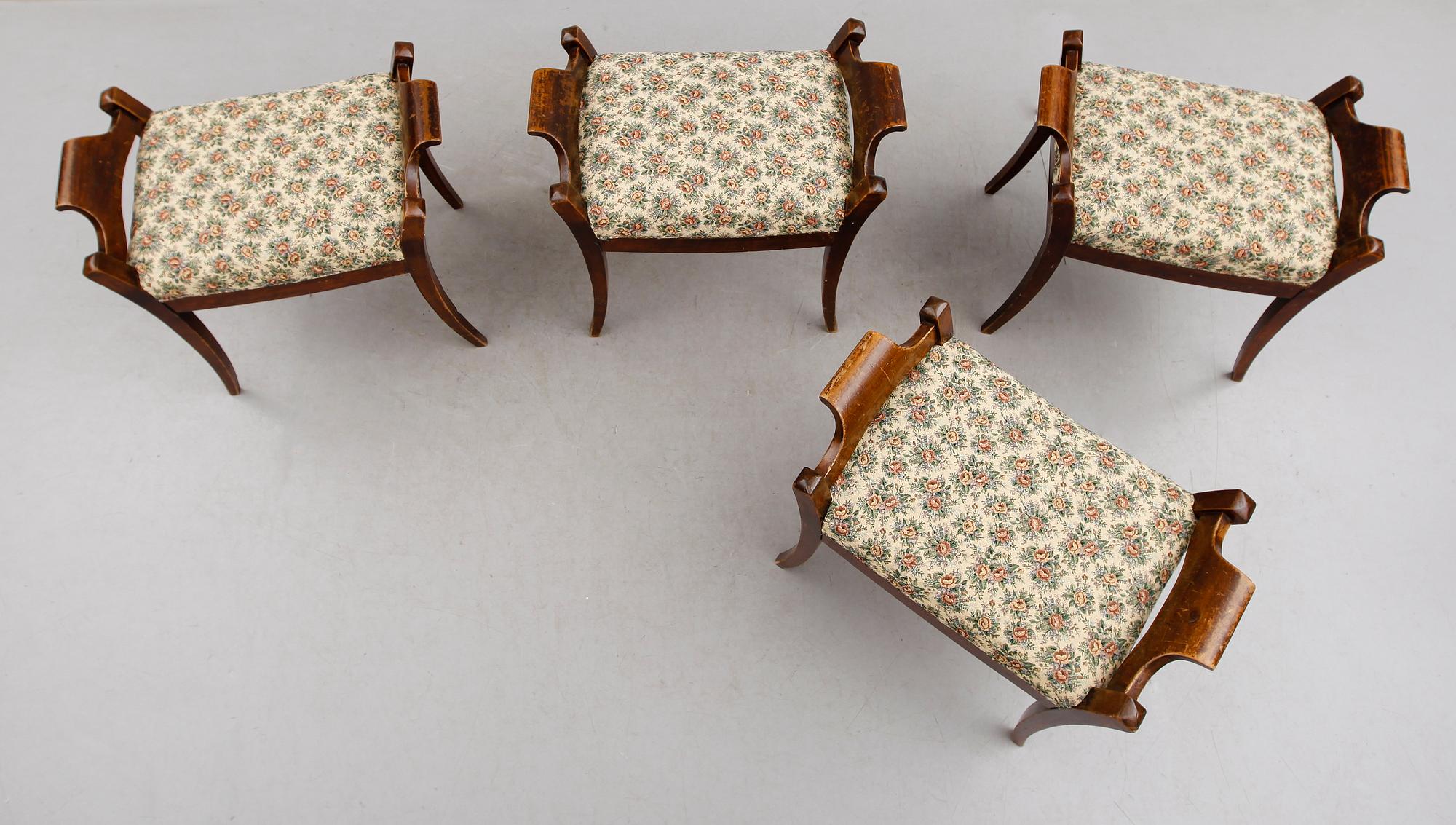 TABURETTER, 4 st, empire, 1800-talets första hälft.