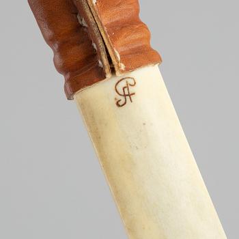 Andreas Poggast, a reindeer horn Sami knife, signed.