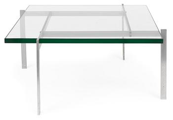 960. A Poul Kjaerholm glass and steel sofa table, "PK-61" in a special size made to order, E Kold Christensen, 1965.