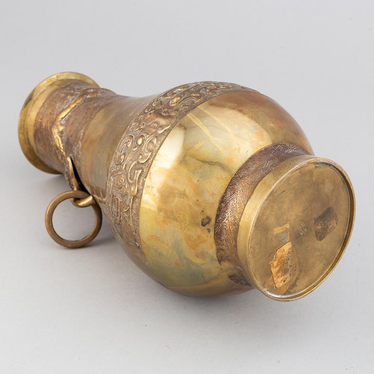 A Korean brass vase, 20th Century.