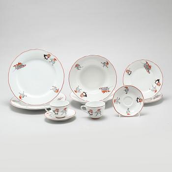 A 1990s christmas porcelain tableware set of 8 pcs, "Nisse" by Porsgrunds Porselænsfabrik, Norway.