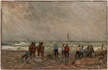 OKÄND KONSTNÄR, olja på duk. Signerad AW. 1900-talets början.