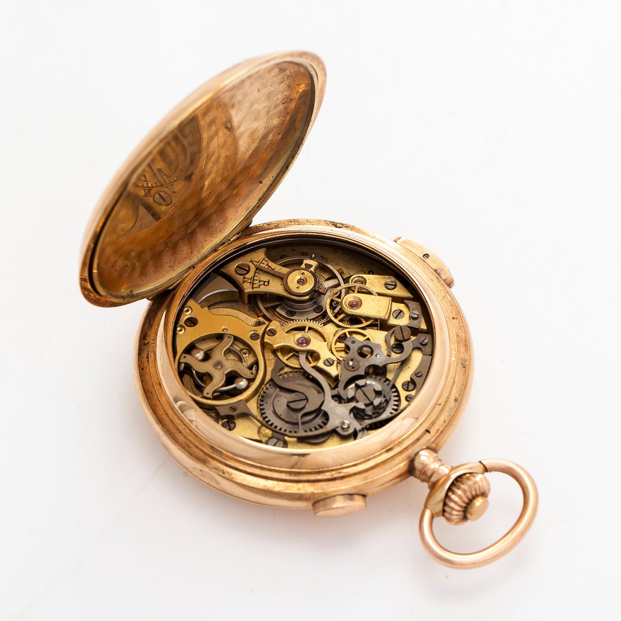 Pocket watch, hunter, repeater, 53.5 mm.