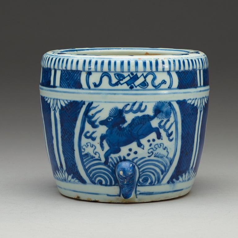 A blue and white censer, Ming dynasty, Wanli (1573-1620).