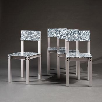 Fredrik Paulsen, unikt bord samt fyra stolar, "Chair One & Table One, The Peace Set", JOY, 2024.