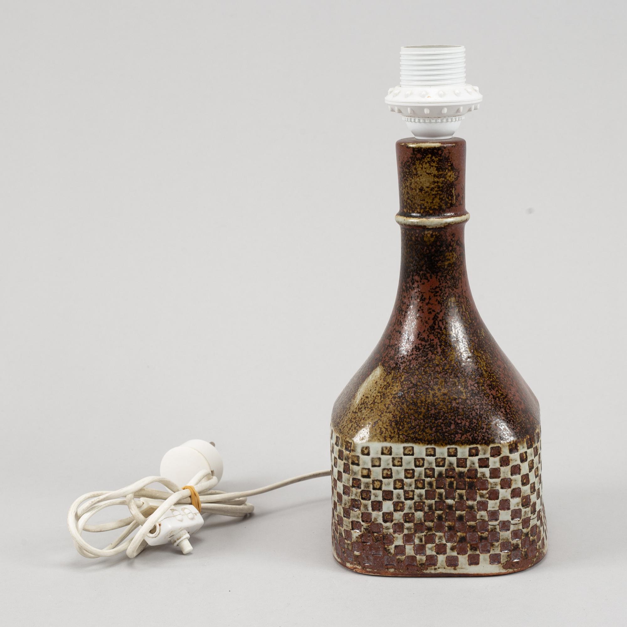 Stig Lindberg, a stoneware table lamp. Gustavsberg studio, Sweden 1972.