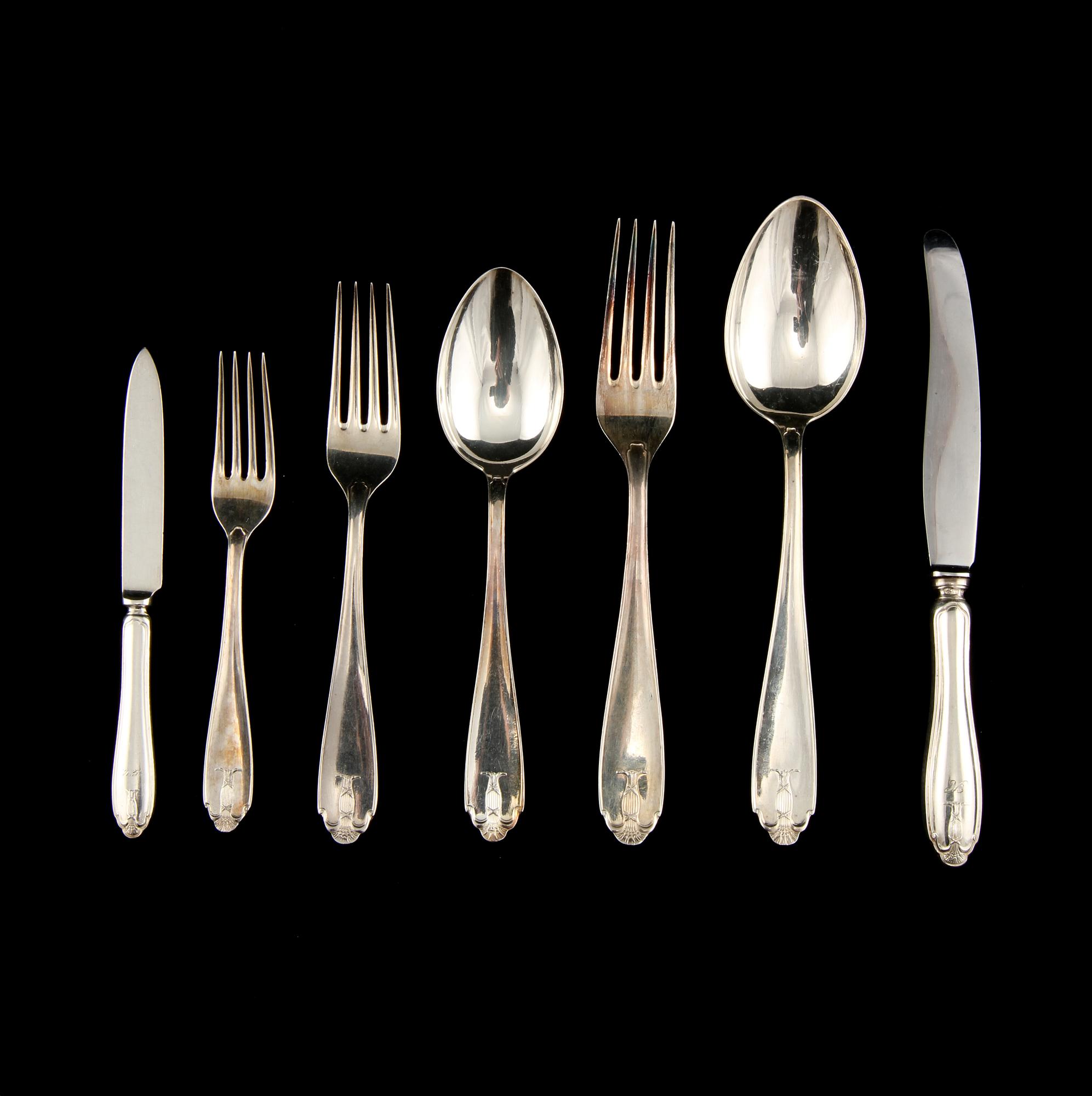 BESTICK, 40 delar, silver, GAB, 1900-talets mitt, vikt ca 1562 g.