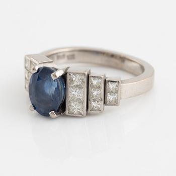 Sapphire and princess cut diamond ring.