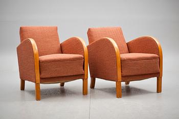 FÅTÖLJER, ett par, art deco, 1900-talets första hälft.