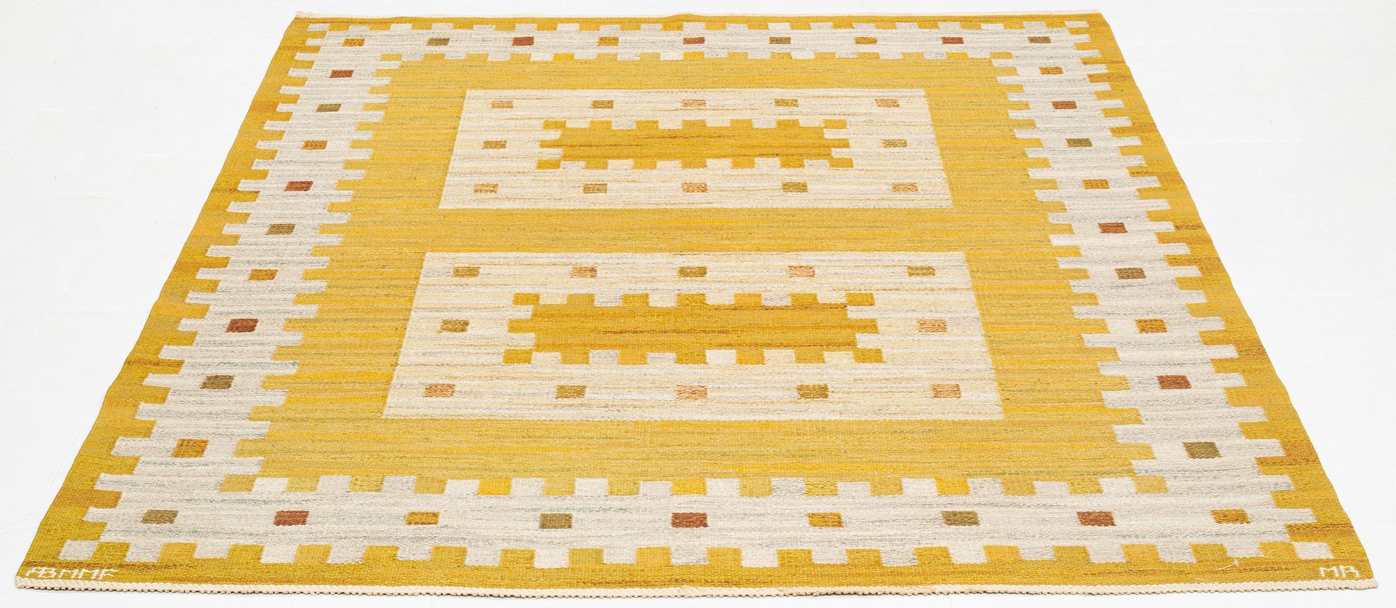 Marianne Richter, matta, "Gultaggen", rölakan, ca 244 x 190 cm, signerad AB MMF MR.