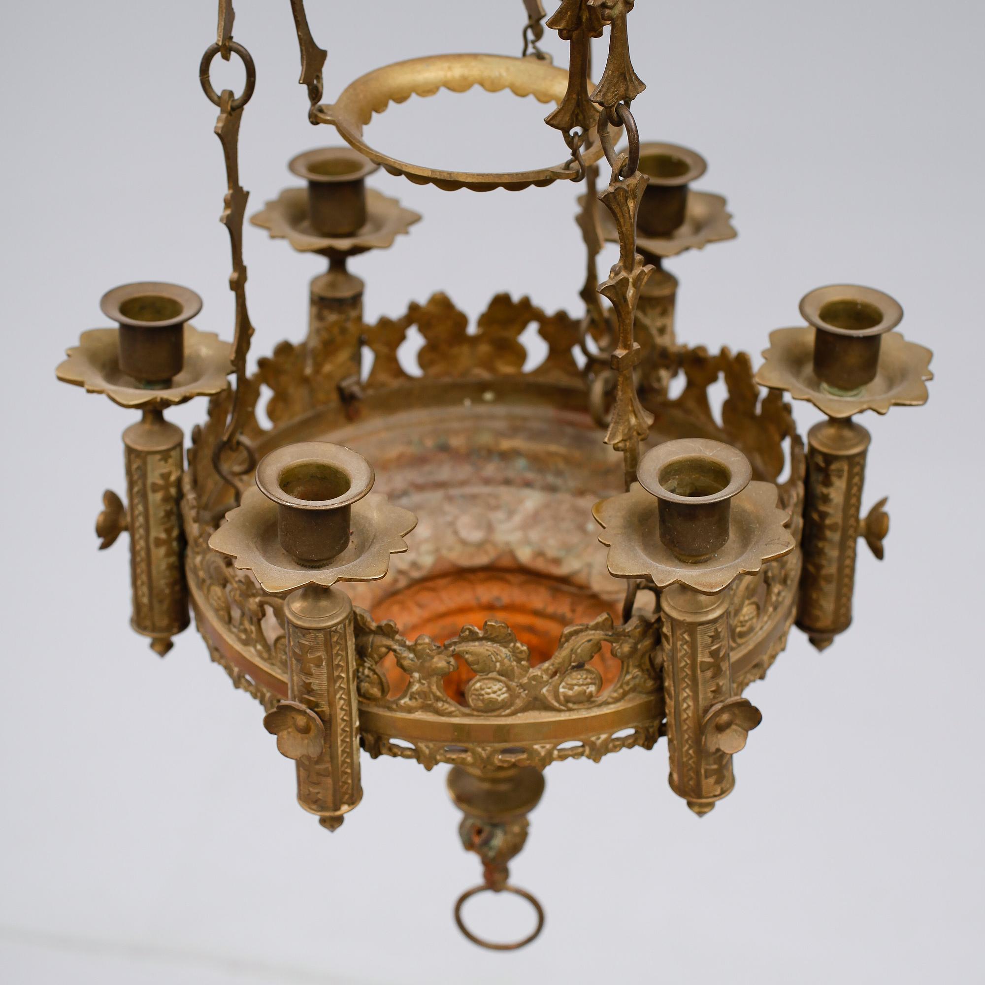 AMPEL, mässing, sent 1800-/tidigt 1900-tal. Diameter 30 cm.