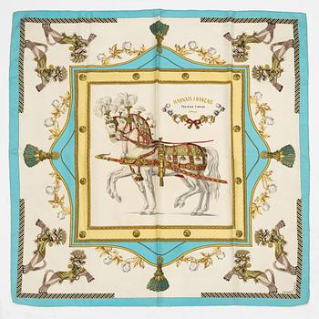 Hermès, scarves, 2 st, "Perruches" & "Harnais Français Premier Empire".