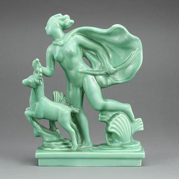 FIGURIN, flintgods, "Diana", Arthur Percy, Gefle Porslinsfabrik.