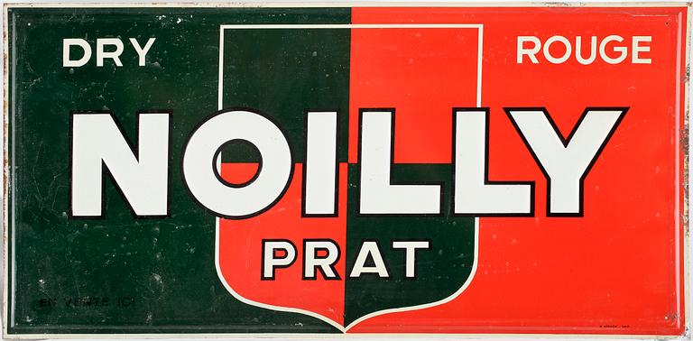 REKLAMSKYLT, plåt, Noilly prat, 1900-talets andra hälft.