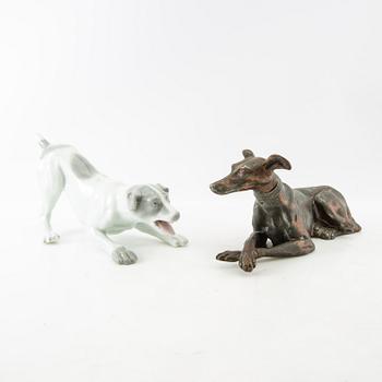 Figurines 9 pcs 20th century porcelain and metal.