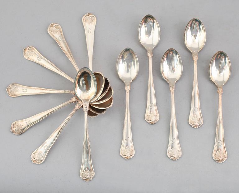 KAFFESKEDAR, 12 st, silver, Sachsisk modell, Danmark. Vikt ca 137 gram.