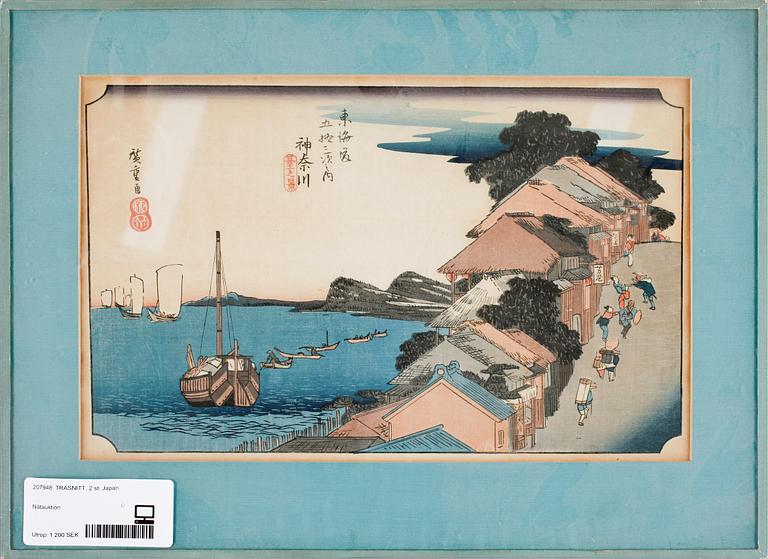 ANDO HIROSHIGE, efter. Träsnitt. 2 st.