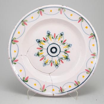 Three faiance dishes, 19th century.