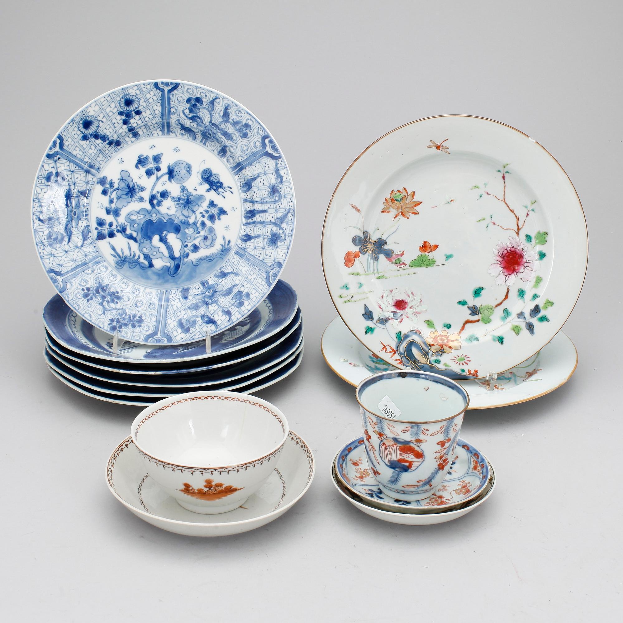 PARTI PORSLIN, 13 delar, Kina, sen Qingdynasti.