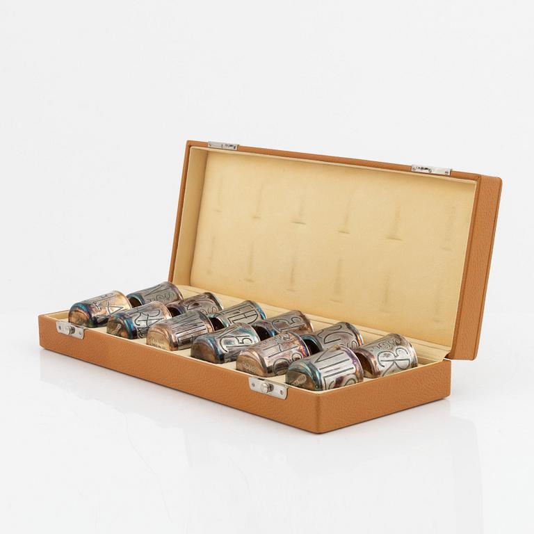 Sven Arne Gillgren, a set of twelve silver beakers, GAB, Stockholm, 1965.