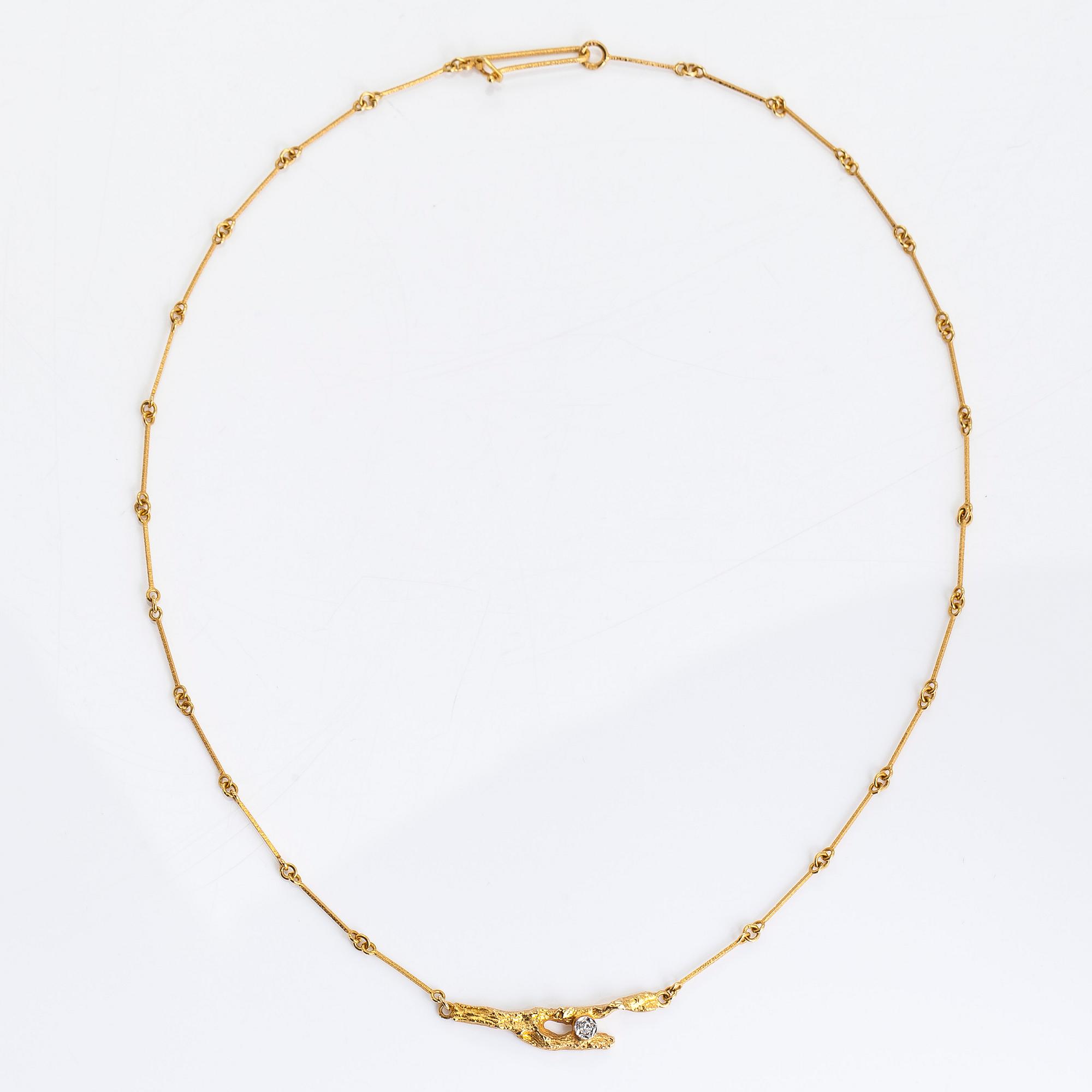 Björn Weckström, Kaulakoru "Timanttisilmu", 18K kultaa, 8/8 hiottu timantti n. 0.02 ct. Lapponia 1982.