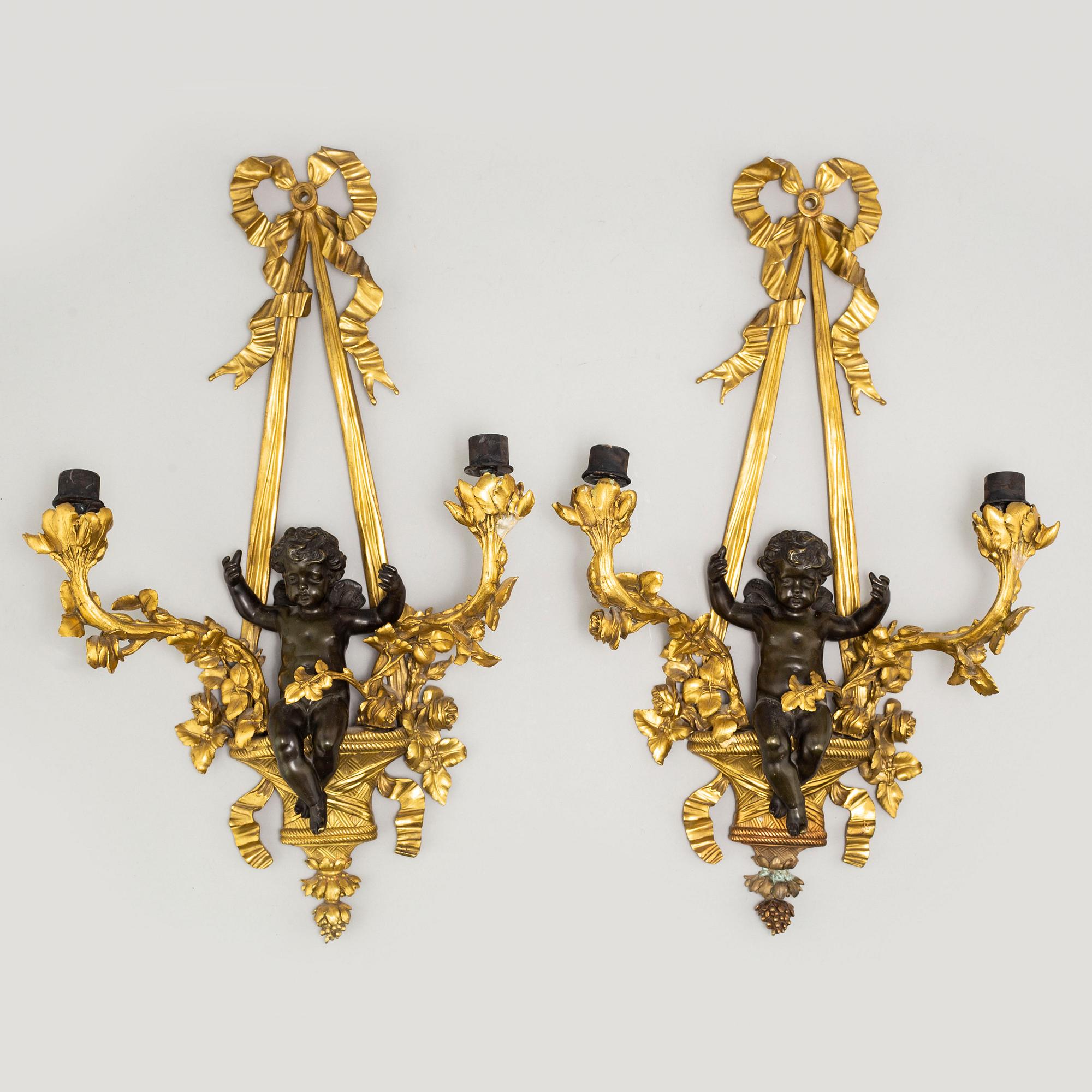 A pair of French wall-lights, second half of the 19th century.