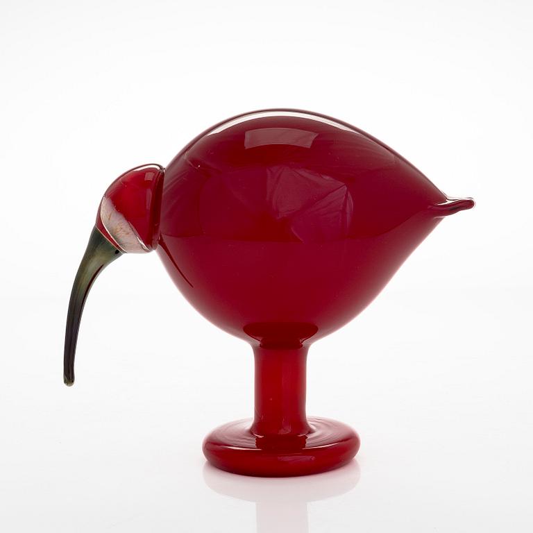 Oiva Toikka, a 'Red Ibis' glass bird, second quality, signed O. Toikka Nuutajärvi II.