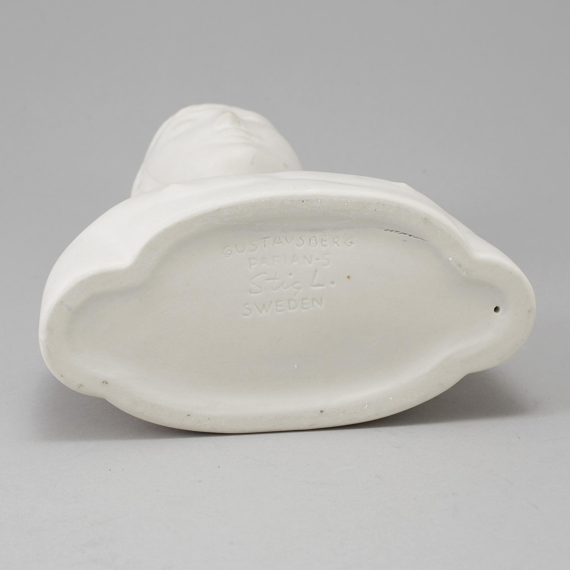 STIG LINDBERG figurin i parian, "Mannen med masken", Gustavsberg 1970-tal. Modellen formgiven 1944.