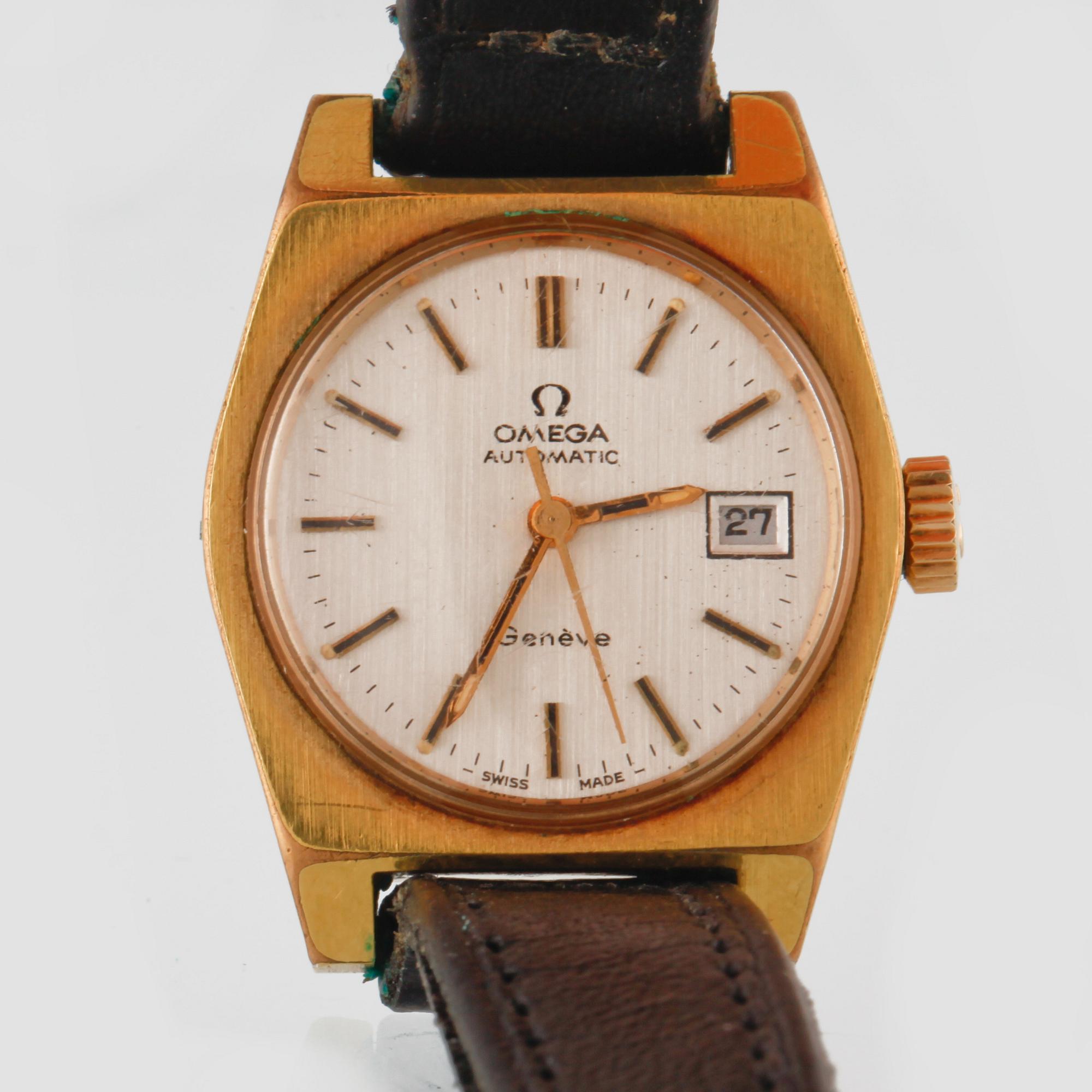 ARMBANDSUR, Omega Geneve, guld på stål, ca 1970-tal.