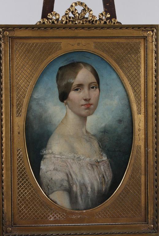 OKÄND KONSTNÄR, olja på duk, 1800-tal, sign.