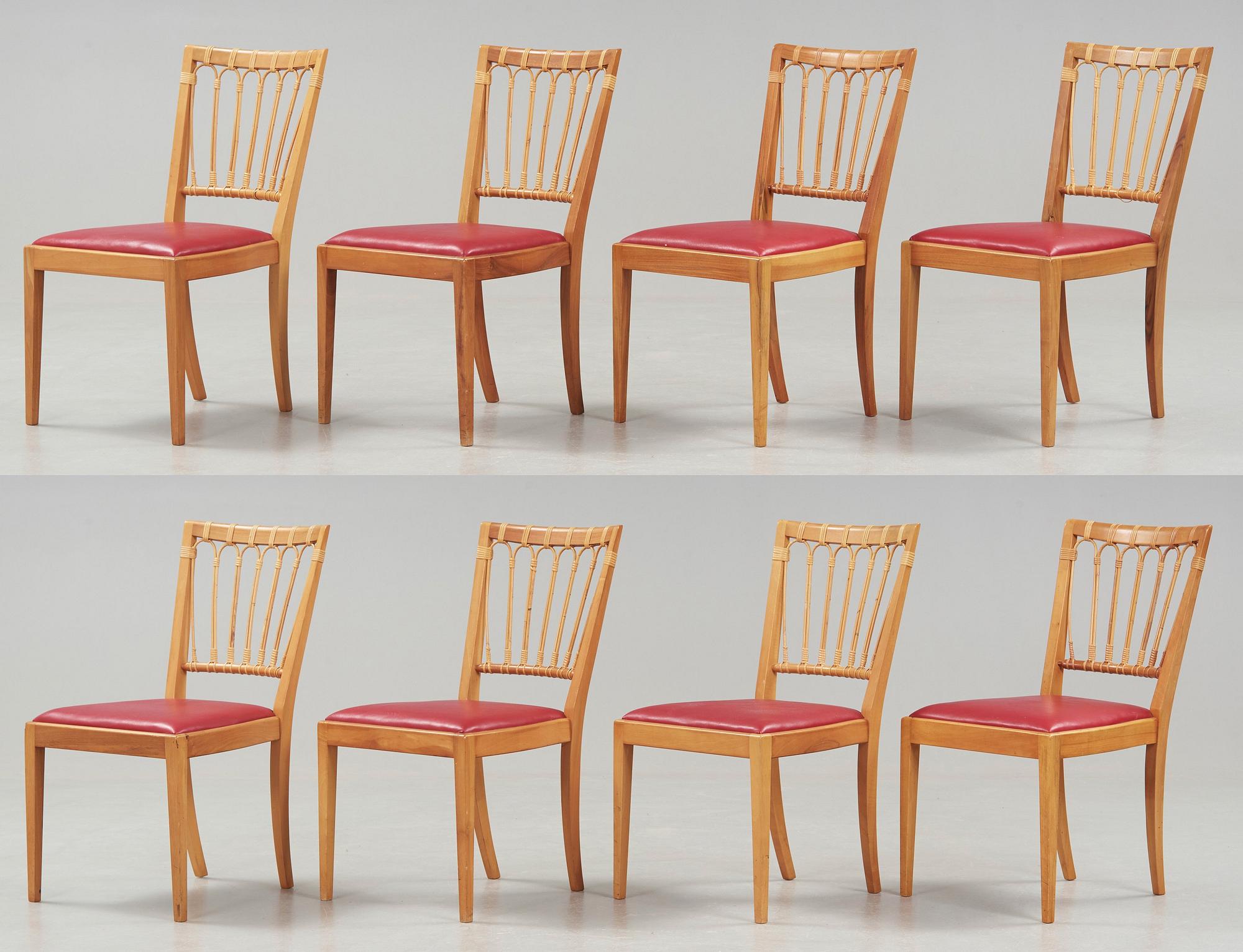 Josef Frank, stolar, 8 st, Firma Svenskt Tenn, modell 1165.