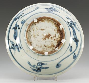 A blue and white charger, Ming dynasty.