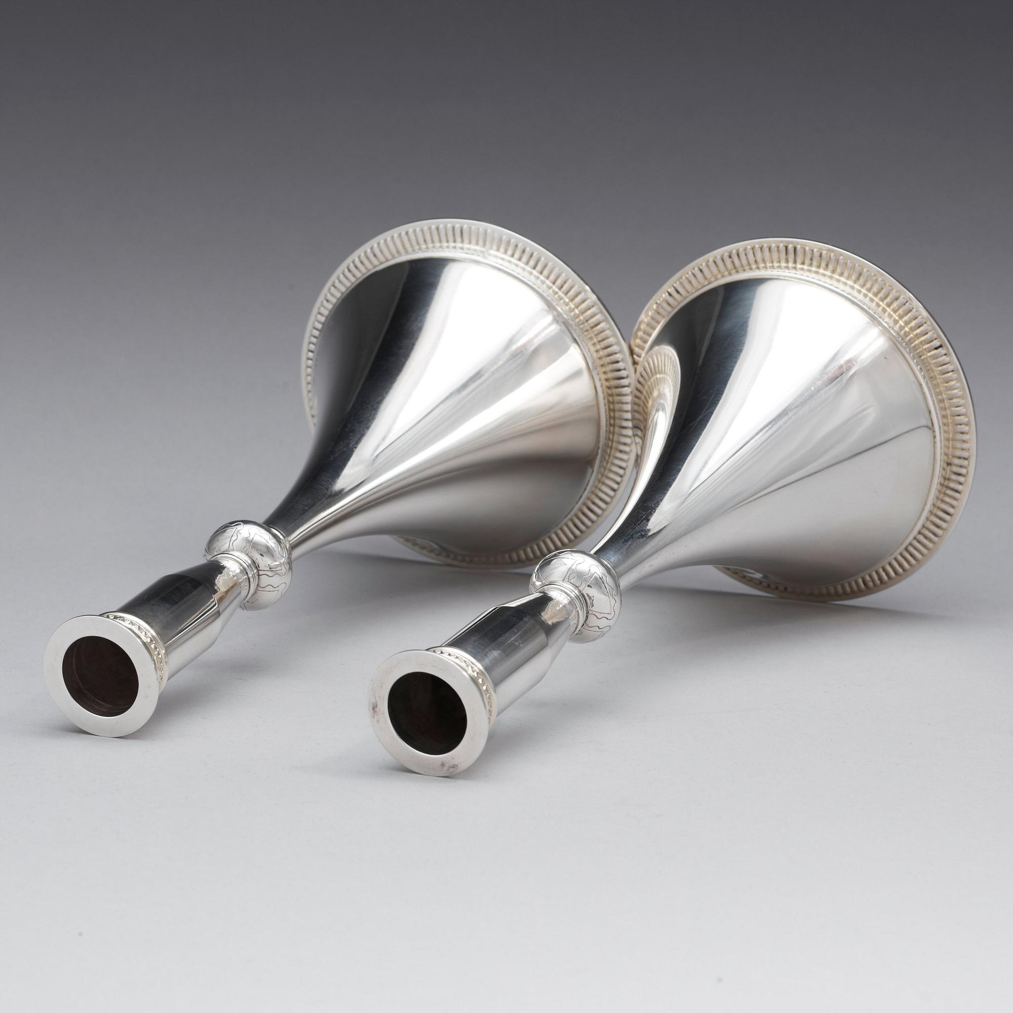 WIWEN NILSSON, ljusstakar, 1 par "Bysantinska modellen", Lund 1965, sterling.