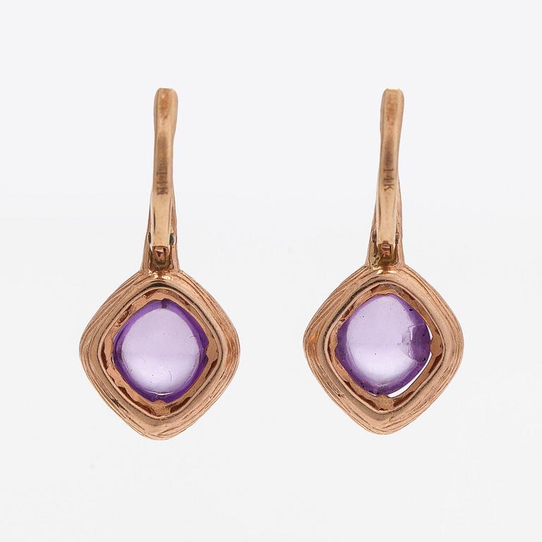 Örhängen, 14K roséguld, ametister och diamanter.
