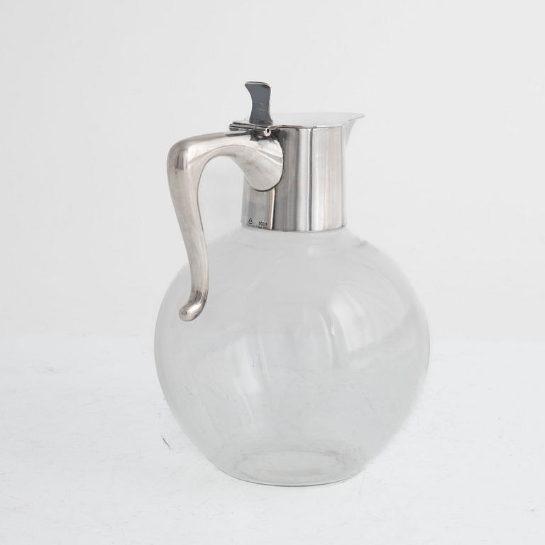 A Michelsen, wine decanter, silver and glass, Copenhagen circa 1960.