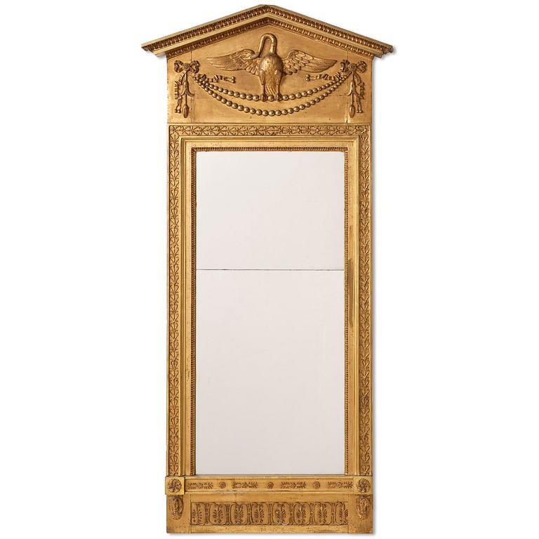 A late Gustavian giltwood mirror, Stockolm circa 1800.