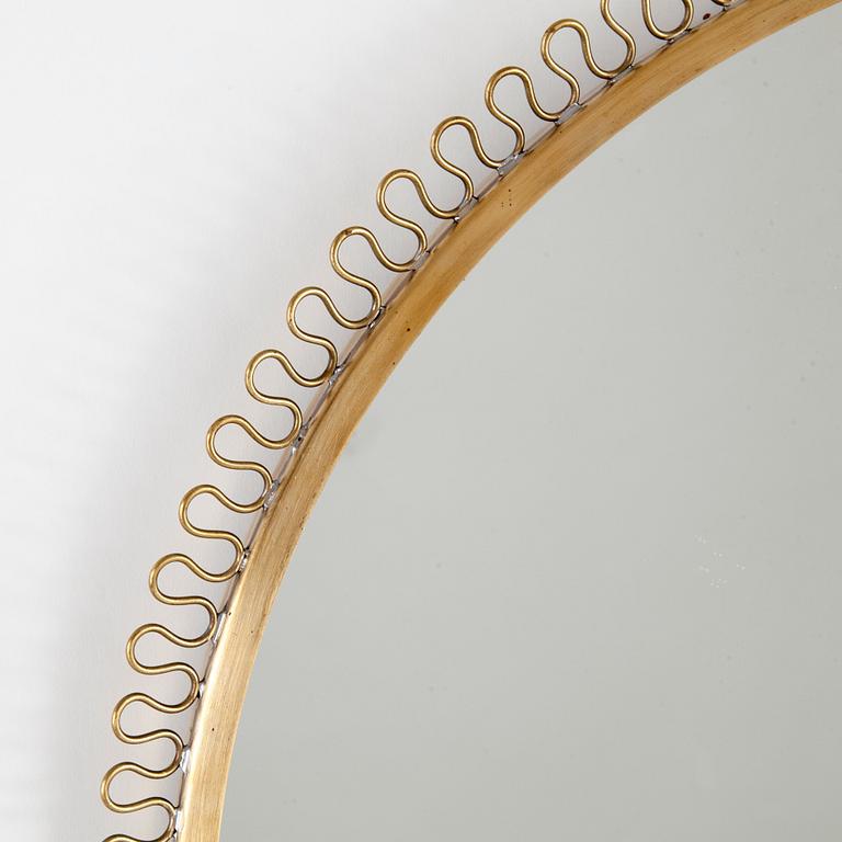 A Swedish Modern brass framed mirror, probably by Nordiska Kompaniet, Sweden 1940-50's.