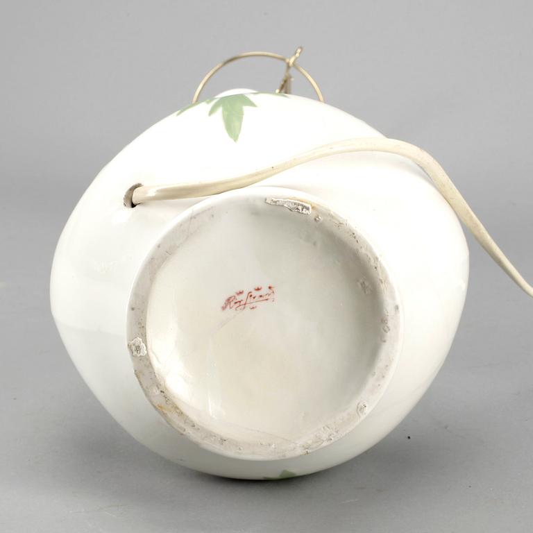 BORDSLAMPA, Porslin, jugend, Rörstrand, 1900-talets första hälft.