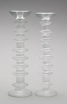 Iittala · LJUSSTAKAR, 1 par, glas, "Festivo", Timo Sarpaneva, Iittala, hög modell.