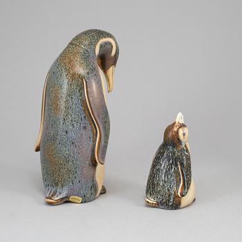 GUNNAR NYLUND, two penguine stoneware figurines from Rörstrand.