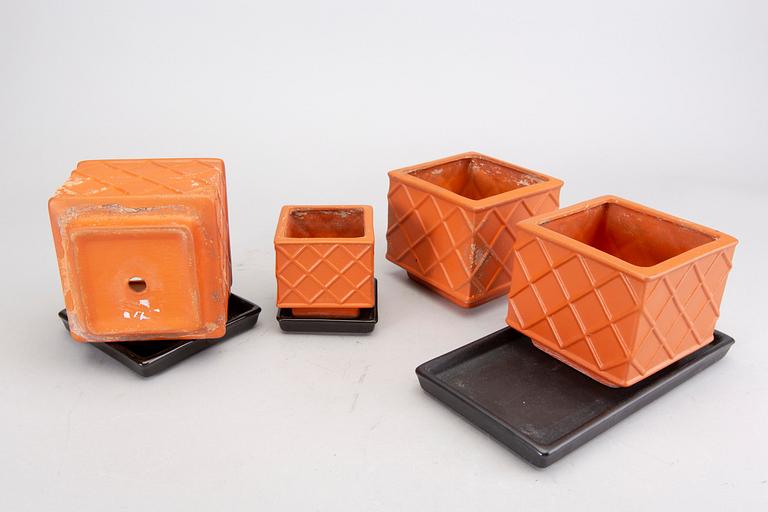 Wilhelm Kåge, a set of seven Planta flower pots Gustavsberg 1950s.