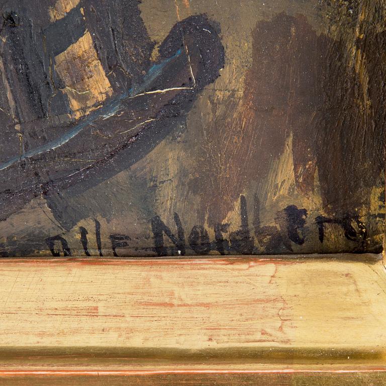 OLLE NORDBERG, olja på pannå, signerad.