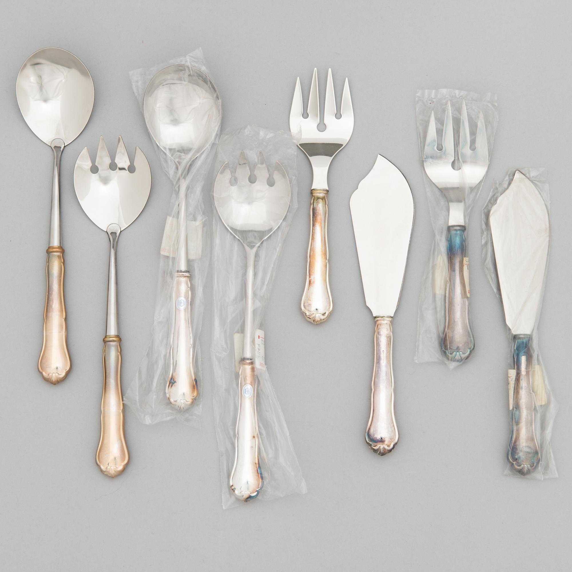 A 89-piece set of 'Chippendale' silver cutlery, Finnish hallmarks and control marks 1967-99.