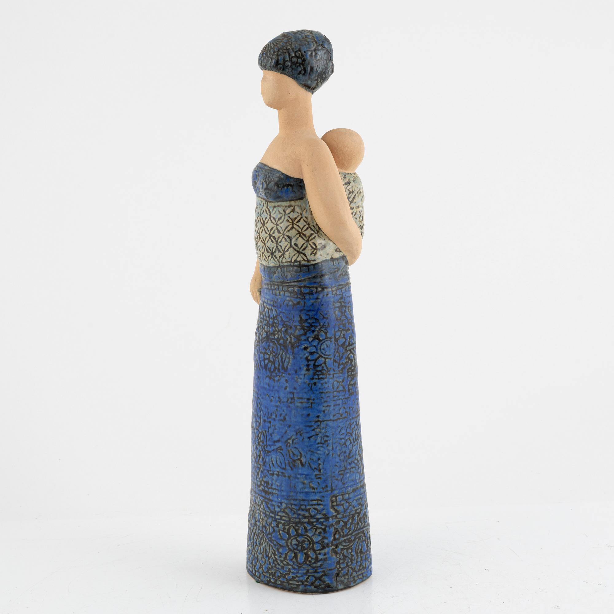 Lisa Larson, a stioneware sculpture, "Kvinna med barn", Rörstrand, Sweden.