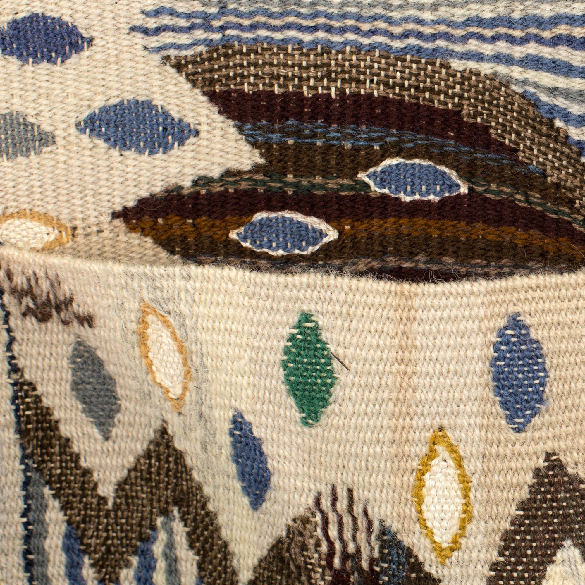 ANN-MARI FORSBERG, vävnad, "Blå crocus", gobelängvariant, signerad AMF, ca 92 x 32 cm.